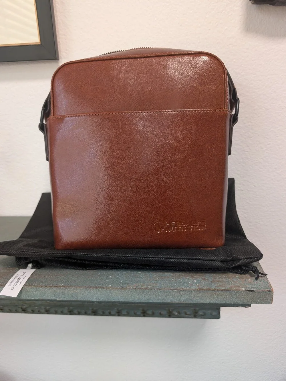New Herbalife Nutrition Crossbody Bag Brown Faux Leather Travel Distributor